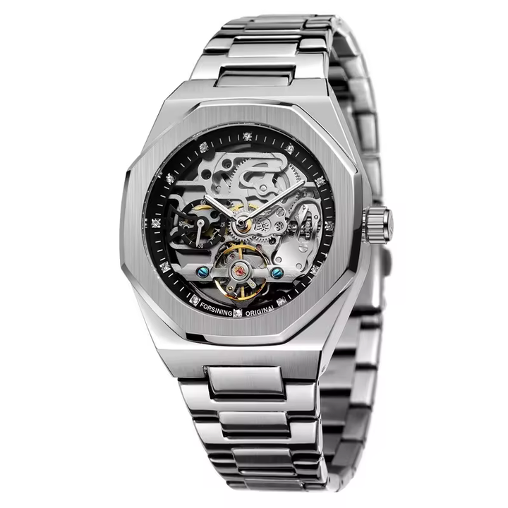 Forsining Silver mechanical watch for men with box
